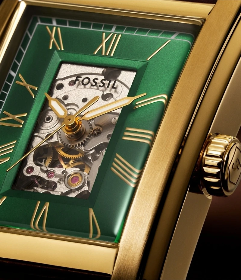 Fossil Men's Carraway Automatic Croco Leather Strap Watch