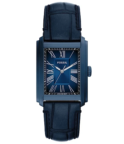 Fossil Men's Carraway Quartz Three-Hand Navy Croco Leather Strap Watch