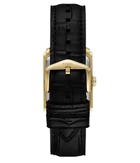 Fossil Men's Gold Carraway Three-Hand Black Croco Leather Strap Watch