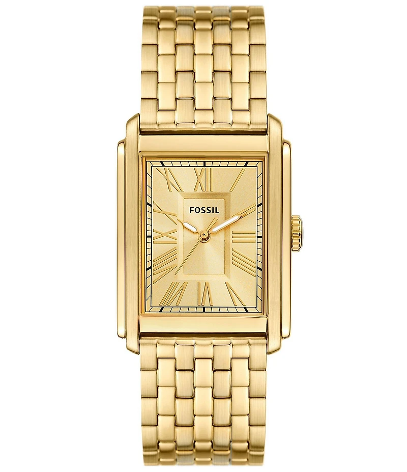 Fossil Men's Carraway Three Hand Gold Tone Stainless Steel Bracelet Watch