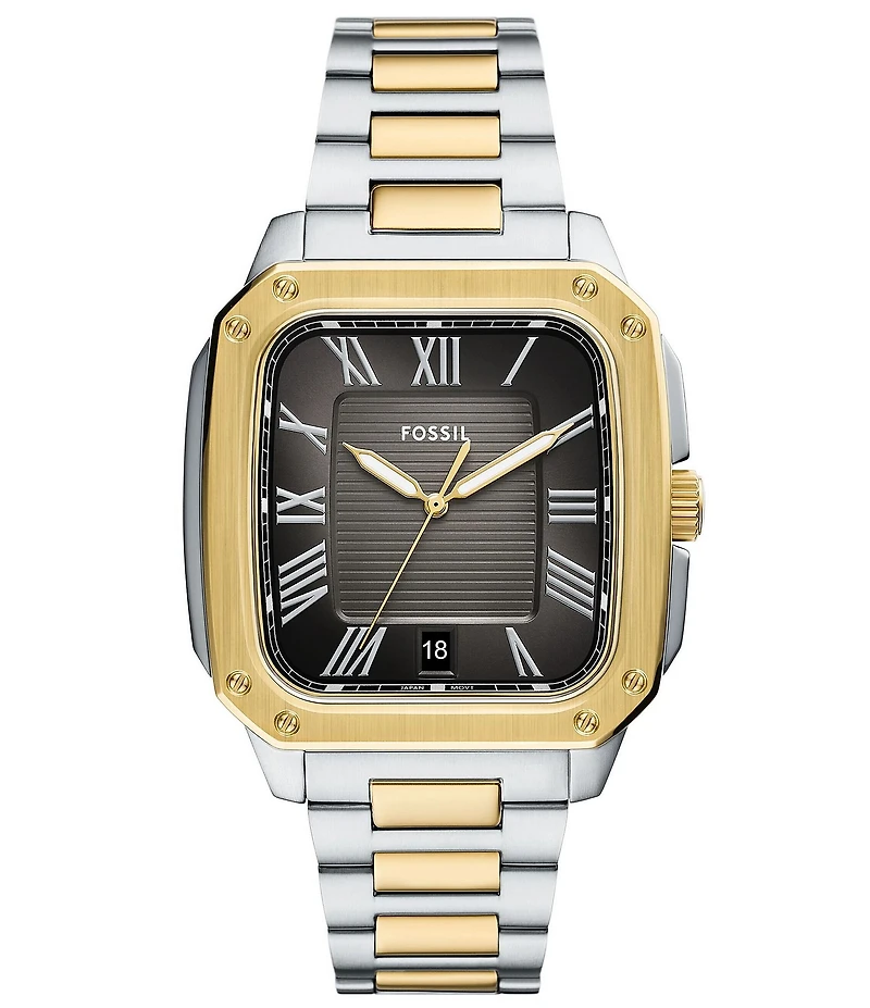 Fossil Men's Crosby Three-Hand Date Two Tone Stainless Steel Bracelet Watch