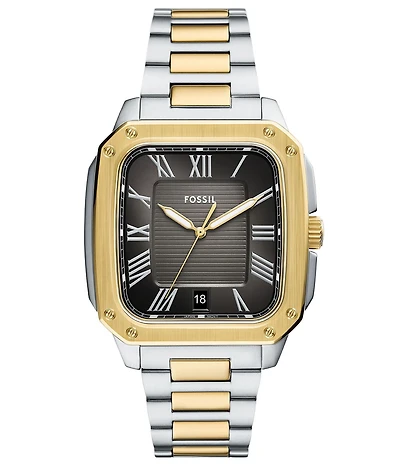 Fossil Men's Crosby Three-Hand Date Two Tone Stainless Steel Bracelet Watch