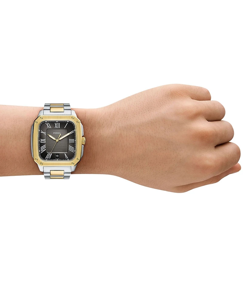 Fossil Men's Crosby Three-Hand Date Two Tone Stainless Steel Bracelet Watch