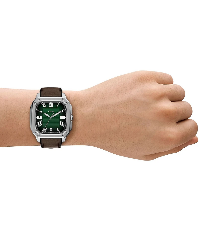 Fossil Men's Crosby Three-Hand Leather Strap Watch