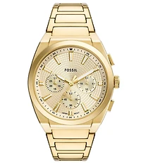 Fossil Men's Everett Quartz Chronograph Gold Tone Stainless Steel Bracelet Watch