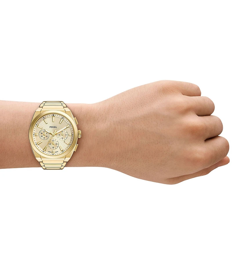 Fossil Men's Everett Quartz Chronograph Gold Tone Stainless Steel Bracelet Watch