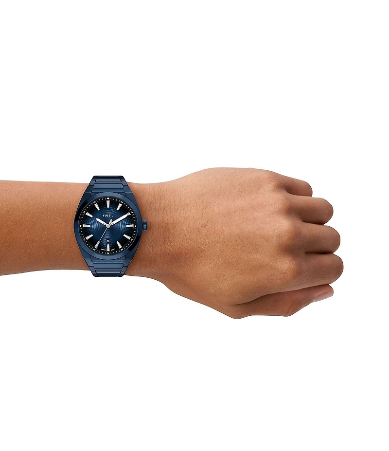 Fossil Men's Everett Quartz Three-Hand Navy Stainless Steel Bracelet Watch