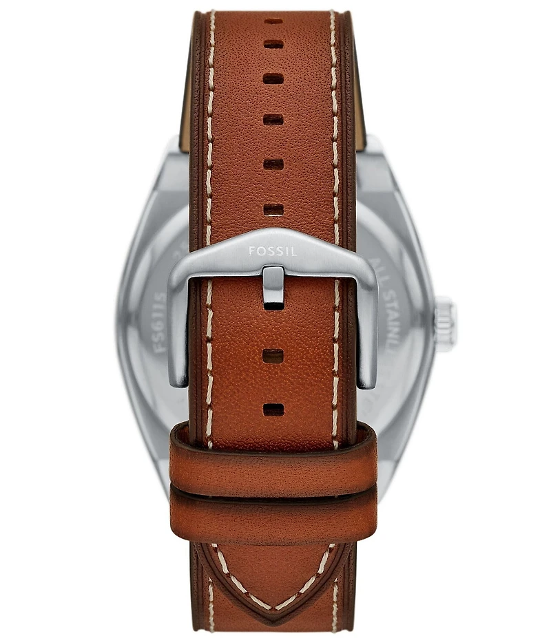 Fossil Men's Everett Three-Hand Date Brown Leather Strap Watch