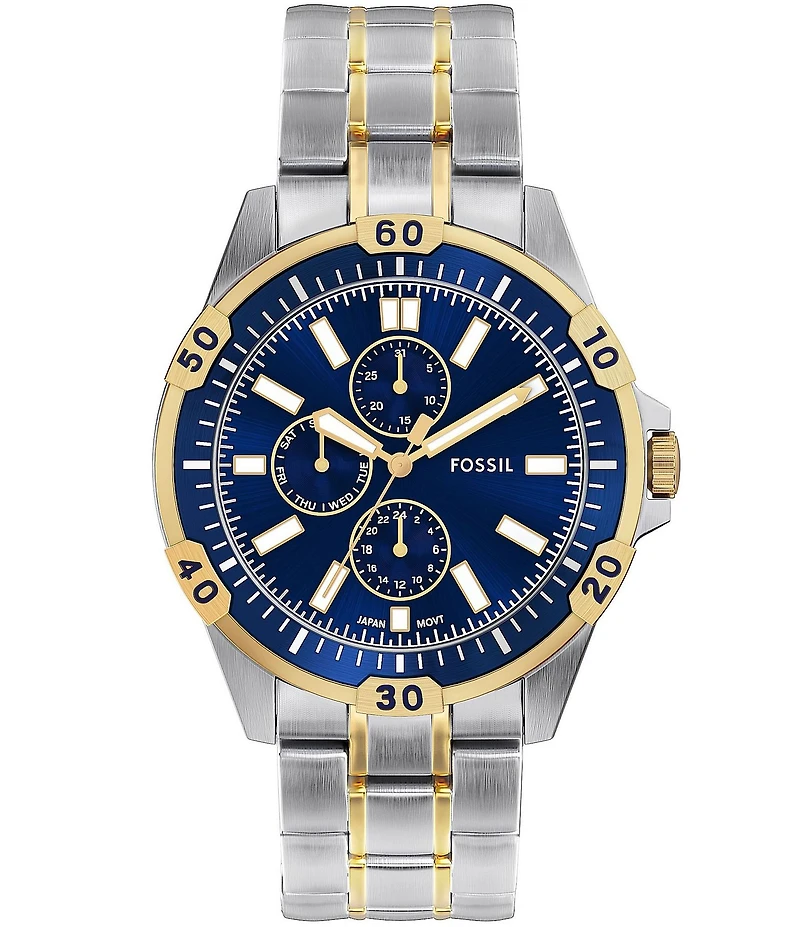 Fossil Men's Garrett Chronograph Two Tone Stainless Steel Bracelet Watch