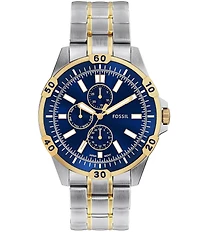 Fossil Men's Garrett Chronograph Two Tone Stainless Steel Bracelet Watch