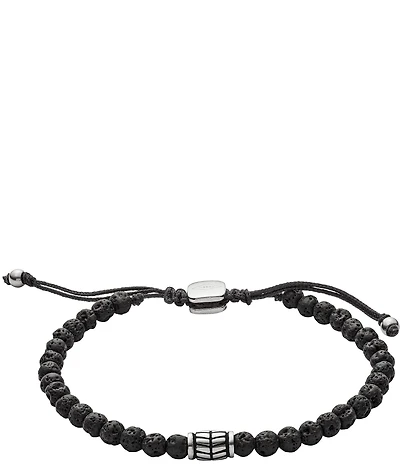 Fossil Men's Lava Bead Adjustable Bracelet