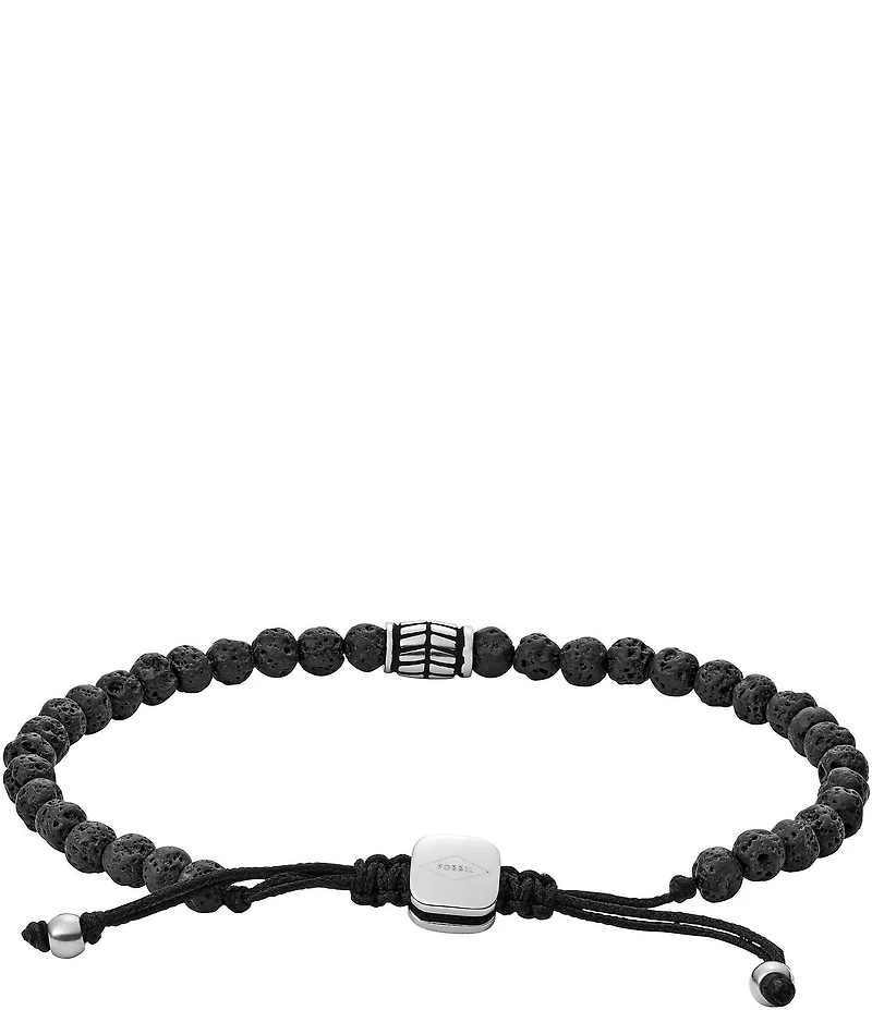 Fossil Men's Lava Bead Adjustable Bracelet