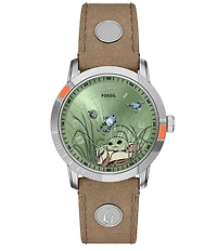 Fossil Men's Limited Edition Star Wars Grogu Neutra Quartz Three-Hand Leather Strap Watch Set