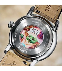 Fossil Men's Limited Edition Star Wars Grogu Neutra Quartz Three-Hand Leather Strap Watch Set