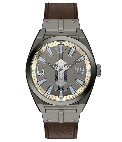Fossil Men's Limited Edition Star Wars Mandalorian Everett Quartz Three-Hand Leather Strap Watch Set