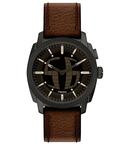 Fossil Men's Machine Big Tic Ana-Digi Brown Leather Strap Watch