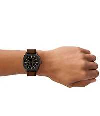 Fossil Men's Machine Big Tic Ana-Digi Brown Leather Strap Watch