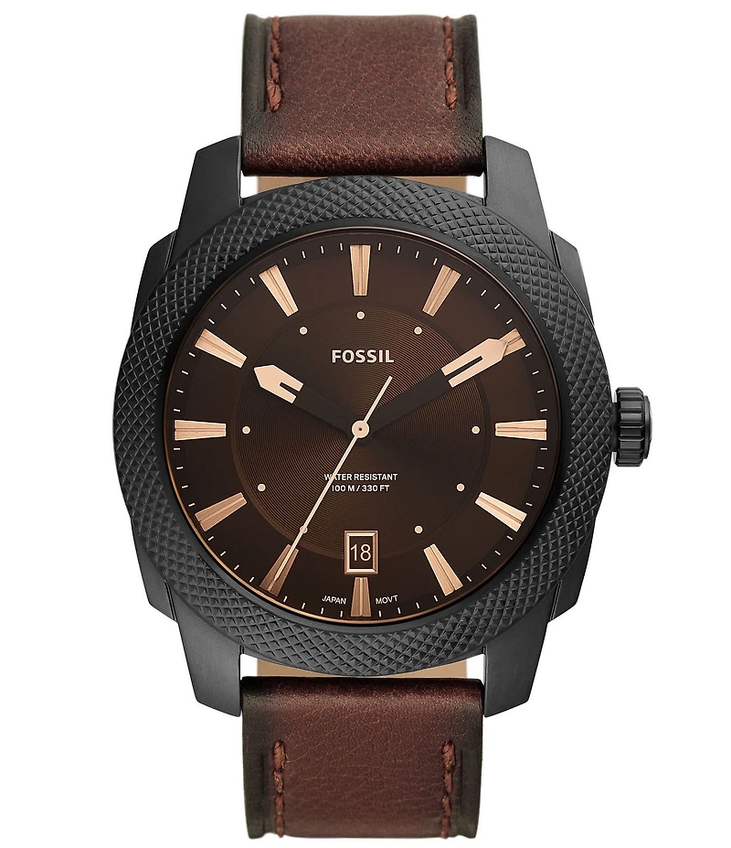 Fossil Men's Machine Quartz Analog Brown Eco Leather Strap Watch