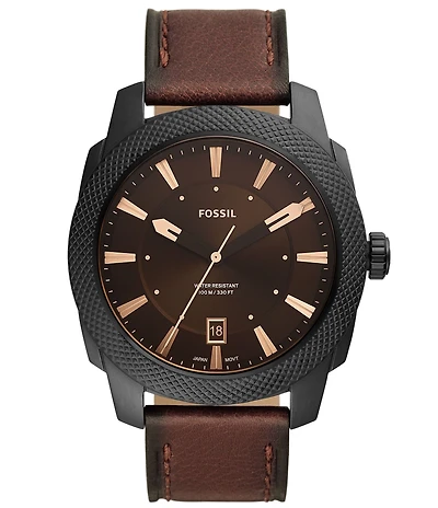 Fossil Men's Machine Quartz Analog Brown Eco Leather Strap Watch