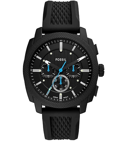 Fossil Men's Machine Quartz Chronograph Black Silicone Strap Watch