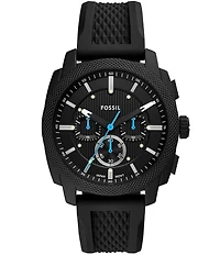 Fossil Men's Machine Quartz Chronograph Black Silicone Strap Watch