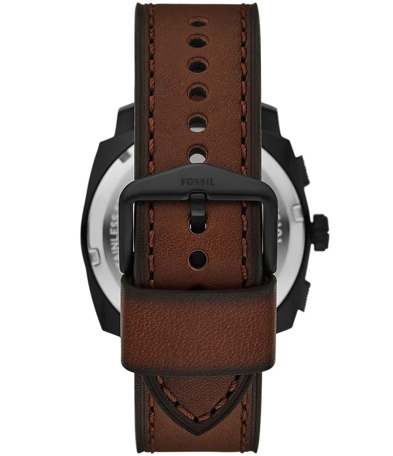 Fossil Men's Machine Quartz Chronograph Brown Leather Strap Watch