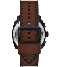 Fossil Men's Machine Quartz Chronograph Brown Leather Strap Watch