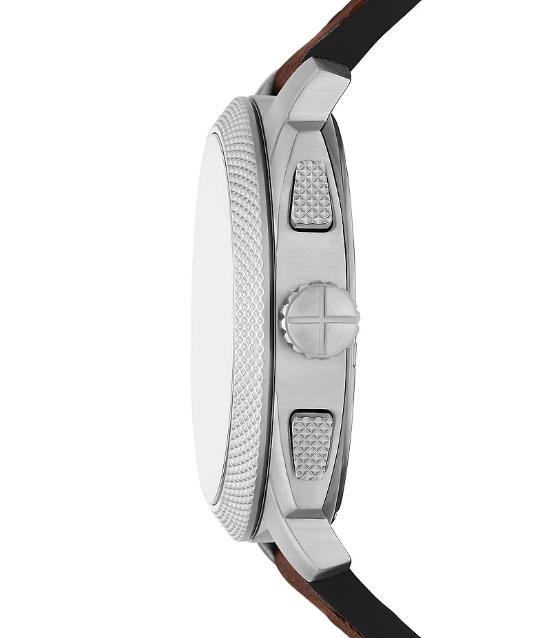 Fossil Men's Machine Quartz Chronograph Brown Leather Strap Watch
