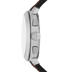 Fossil Men's Machine Quartz Chronograph Brown Leather Strap Watch
