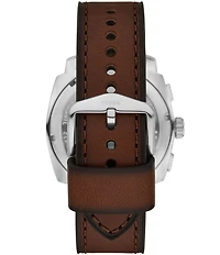 Fossil Men's Machine Quartz Chronograph Brown Leather Strap Watch