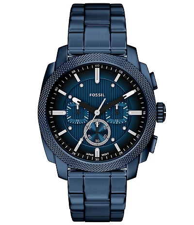 Fossil Men's Machine Quartz Chronograph Navy Stainless Steel Bracelet Watch