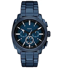 Fossil Men's Machine Quartz Chronograph Navy Stainless Steel Bracelet Watch