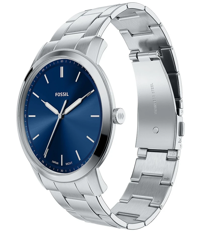 Fossil Men's Minimalist Quartz Three-Hand Stainless Steel Bracelet Watch