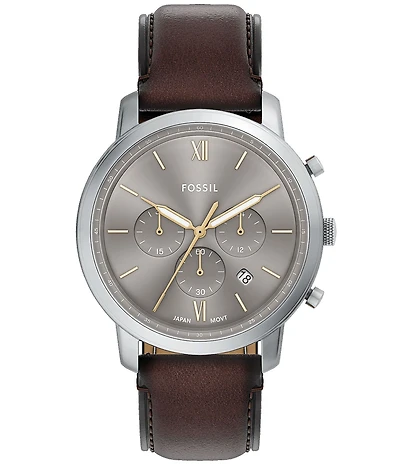 Fossil Men's Neutra Quartz Chronograph Brown Leather Strap Watch