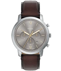 Fossil Men's Neutra Quartz Chronograph Brown Leather Strap Watch