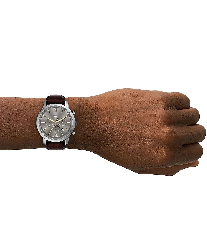 Fossil Men's Neutra Quartz Chronograph Brown Leather Strap Watch