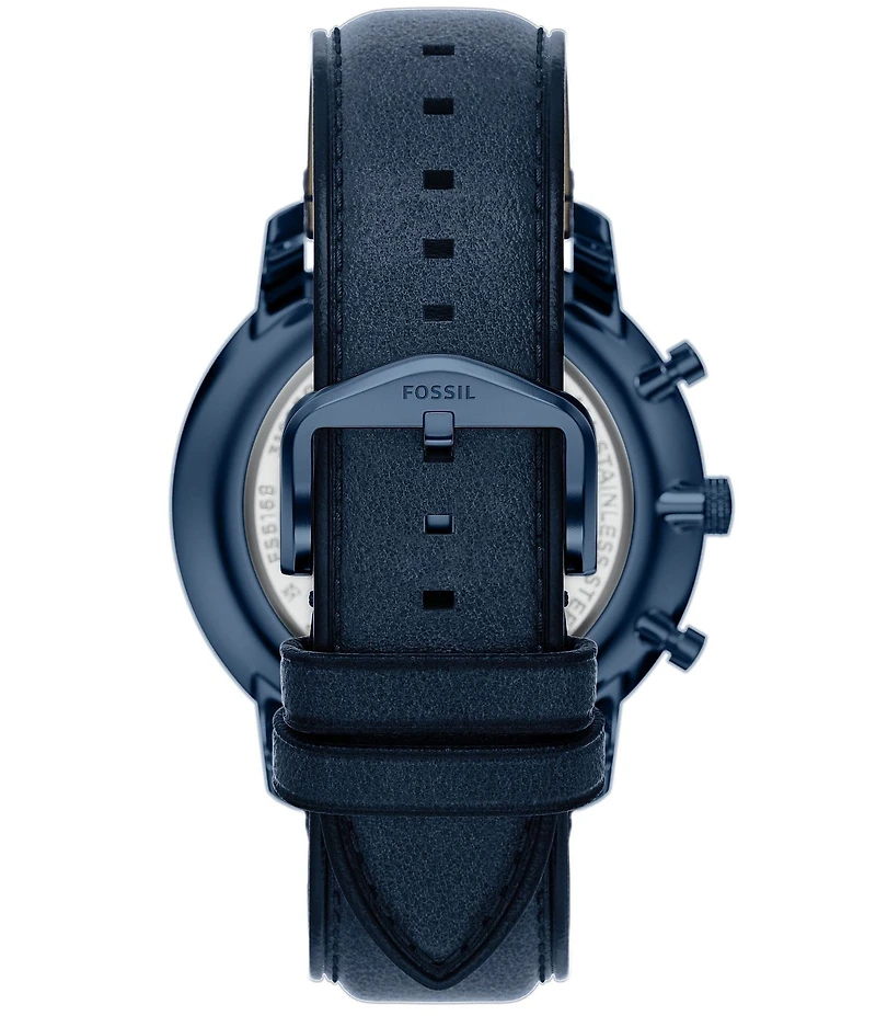 Fossil Men's Neutra Quartz Chronograph Navy Leather Strap Watch