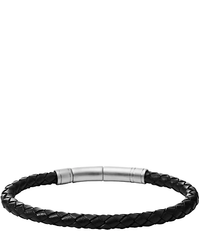 Fossil Men's Skinny Braid Leather Adjustable Bracelet