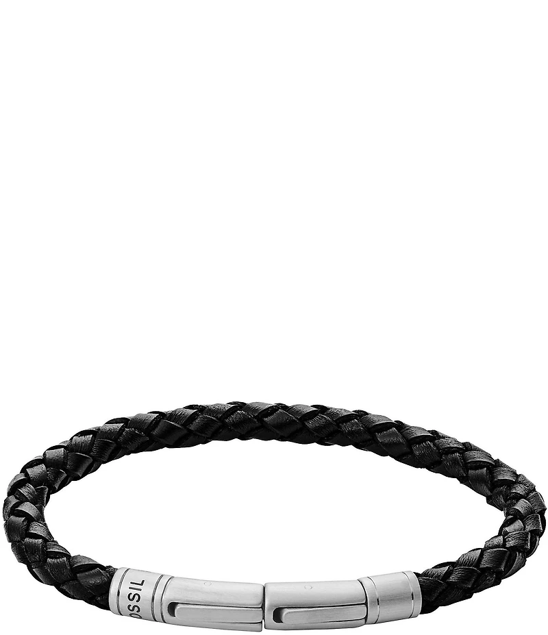 Fossil Men's Skinny Braid Leather Adjustable Bracelet
