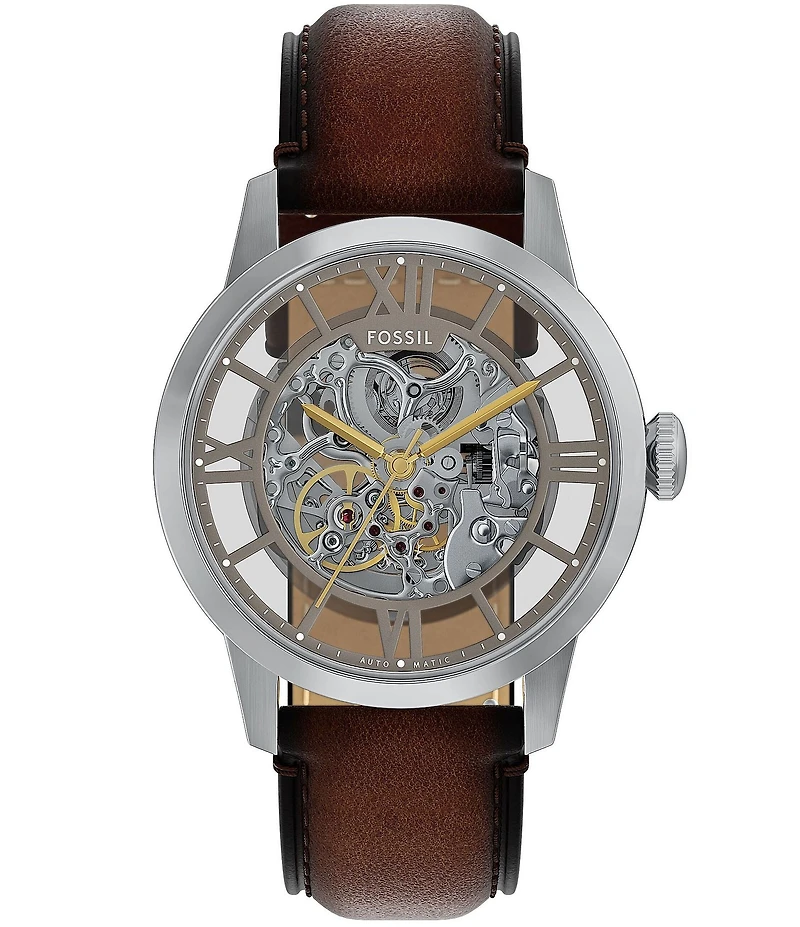 Fossil Men's Townsman Automatic Brown Leather Strap Watch