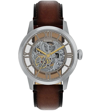 Fossil Men's Townsman Automatic Brown Leather Strap Watch