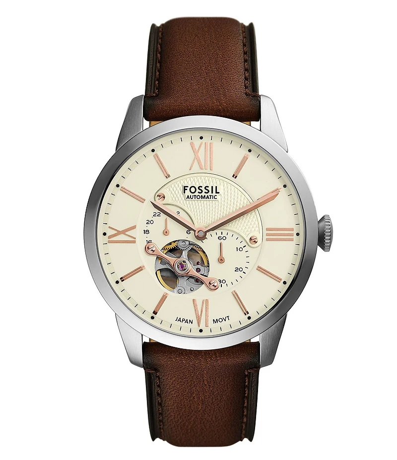 Fossil Men's Townsman Mechanical Automatic Brown Leather Strap Watch