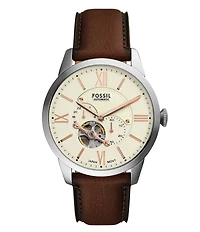 Fossil Men's Townsman Mechanical Automatic Brown Leather Strap Watch