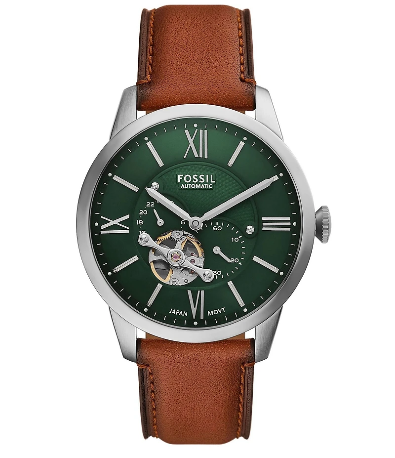 Fossil Men's Townsman Mechanical Automatic Brown Leather Strap Watch