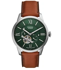 Fossil Men's Townsman Mechanical Automatic Brown Leather Strap Watch