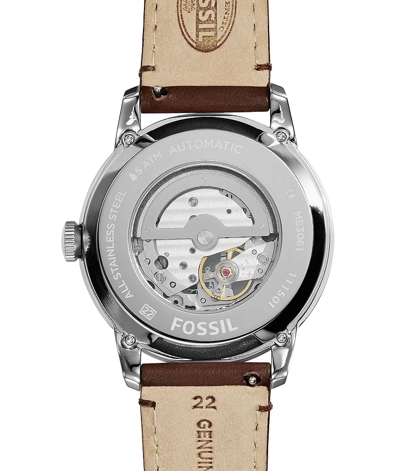 Fossil Men's Townsman Mechanical Automatic Brown Leather Strap Watch