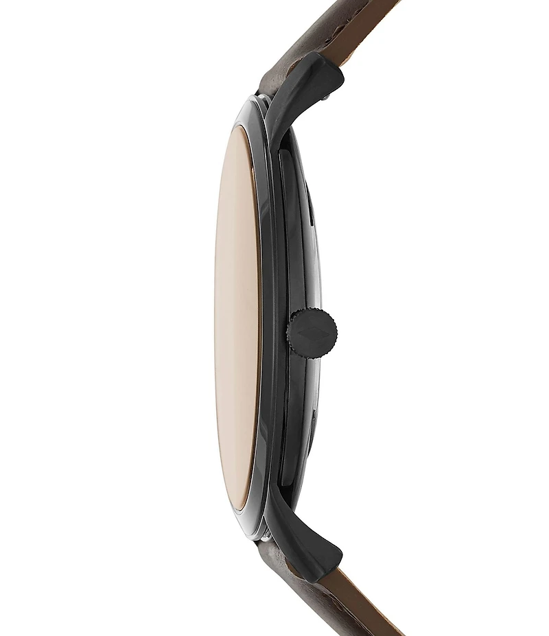 Fossil Minimalist Three-Hand Brown Leather Strap Watch