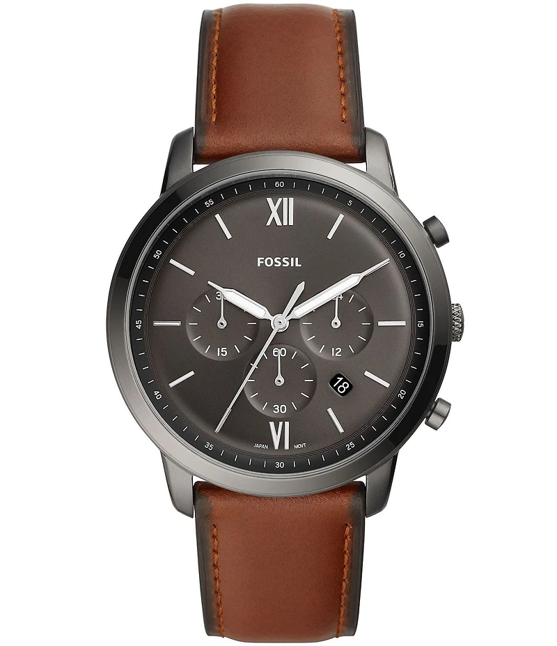 Fossil Neutral Men's Chronograph Amber Leather Strap Watch