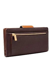 Fossil RFID Logan Leather Suede Patchwork Tab Bifold Wallet