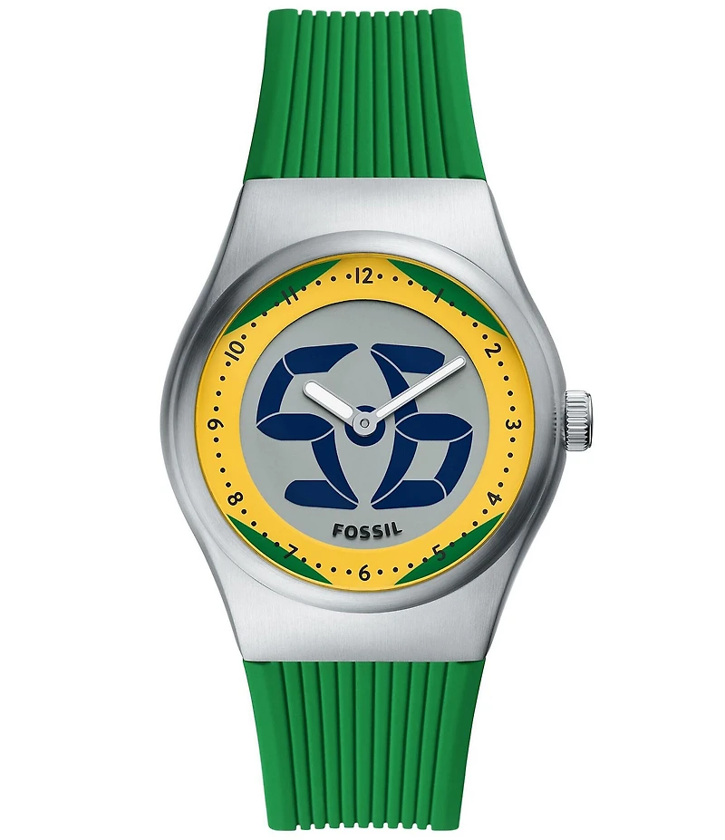 Fossil Unisex World Flags Big Tic Ana-Digi Silicone Strap Watch